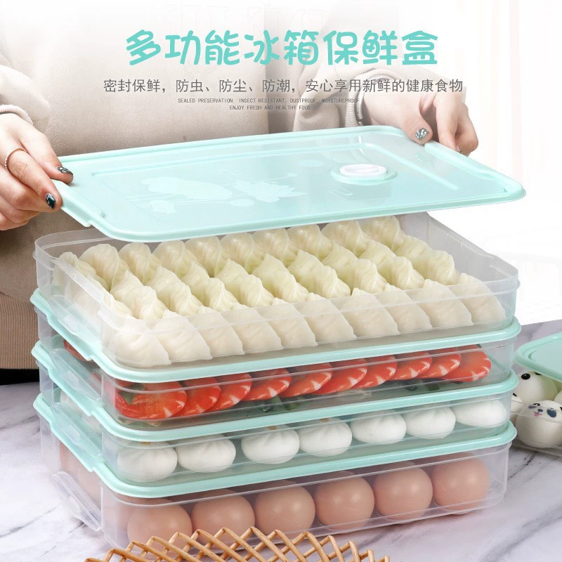 Multi-layer Stackable Dumpling Storage Box, Household Refrigerator Freezer Safe, 2–4 Layers