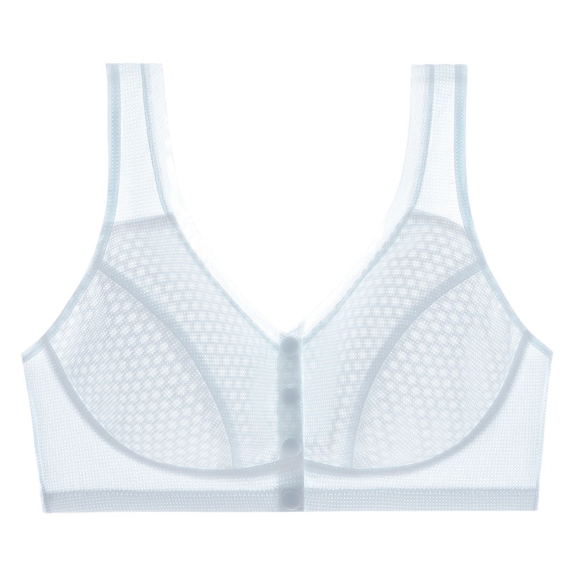 Ropa interior de madre sujetador con hebilla delantera femenina verano delgado sin anillo de acero sujetador de seda de hielo estilo chaleco para mujeres de mediana edad y ancianos