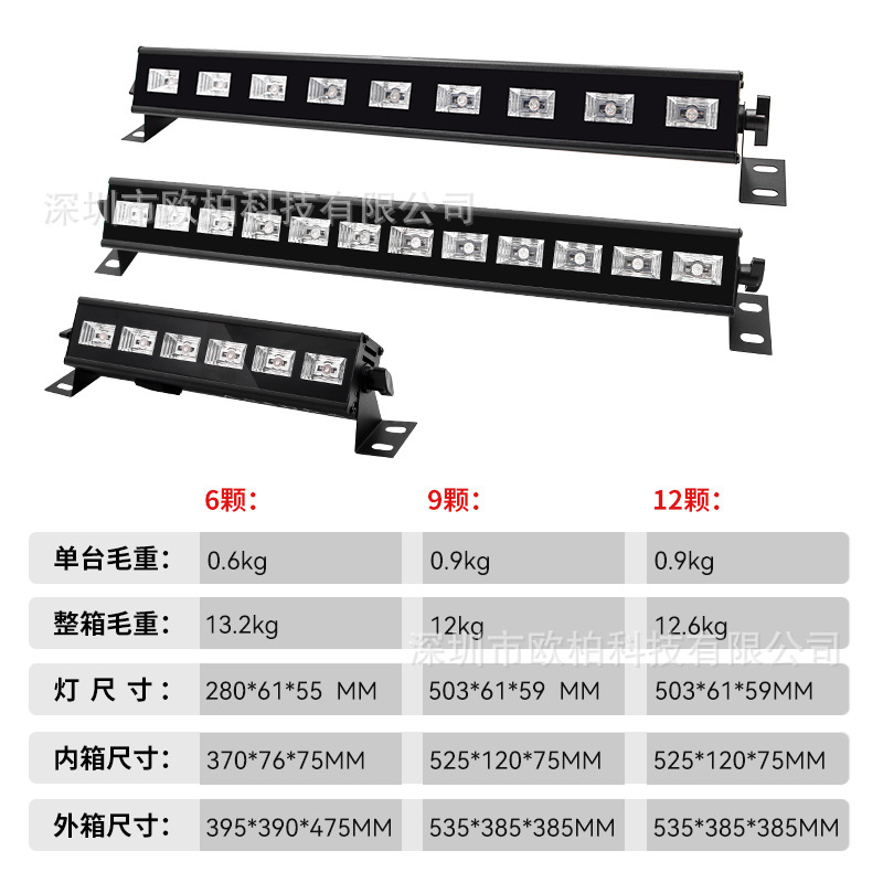 Amazon popular al aire libre UV lámpara LED de pared lámpara de lavado tira púrpura luz de la etapa de la lámpara de Navidad atmósfera bar lámpara