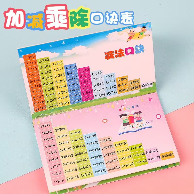小学生九九乘法卡片99口诀表数学学习幼儿早教除法加减法教具益智