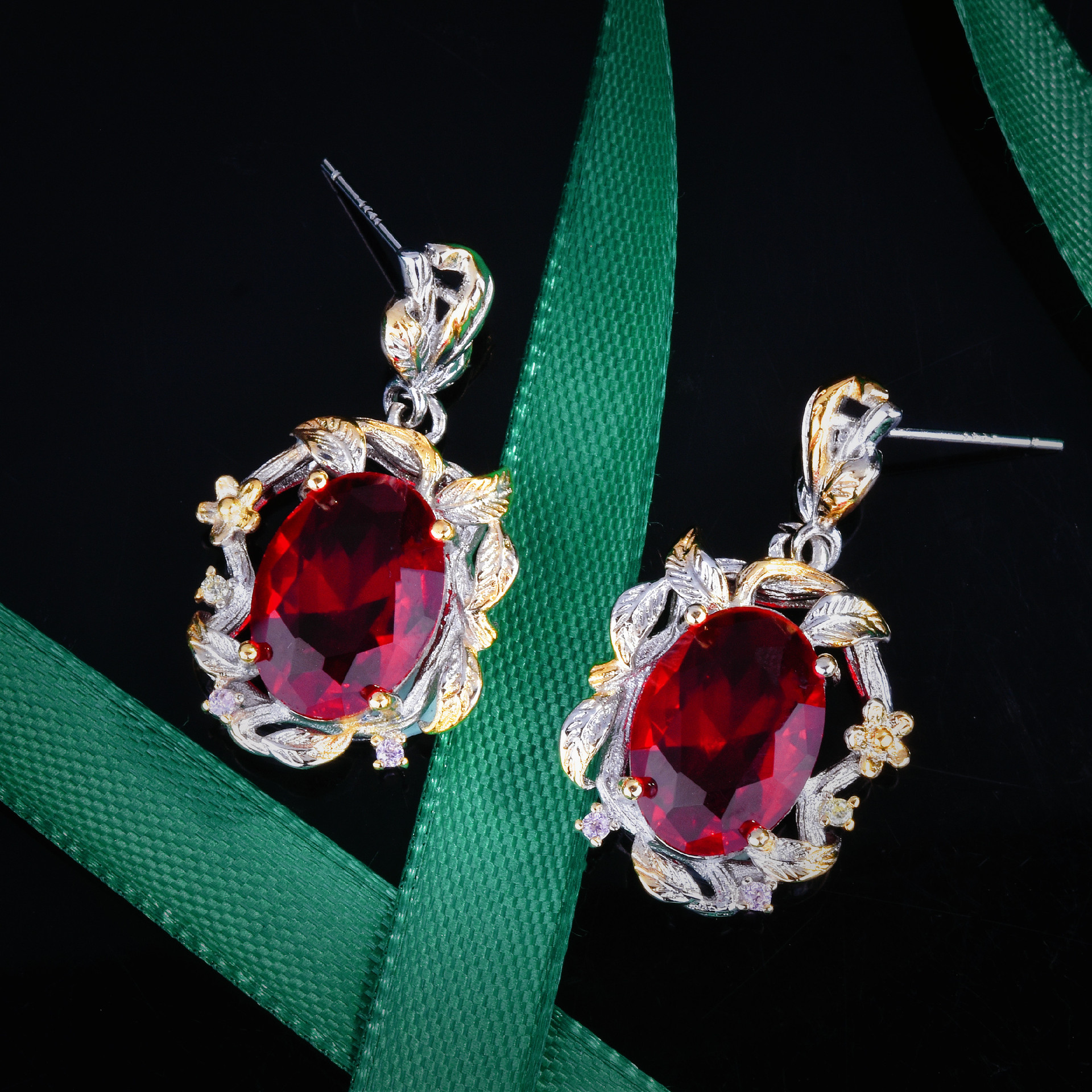 Fashion Oval Copper Inlay Artificial Gemstones Womenu0027S Rings Earrings Necklace