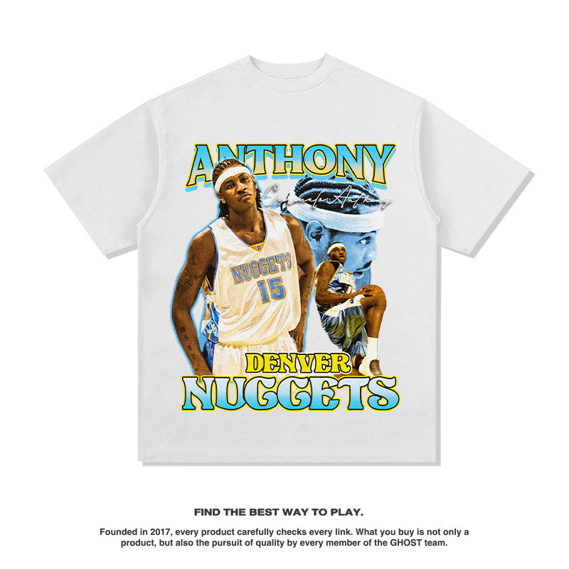 Antony American Star camiseta callejera hip-hop marca de tendencia impresión retro hacer viejos lavado pesado suelto mangas cortas image 6