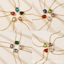 跨境热卖水滴方块爱心椭圆形吊坠项链时尚简约气质度假风创意饰品