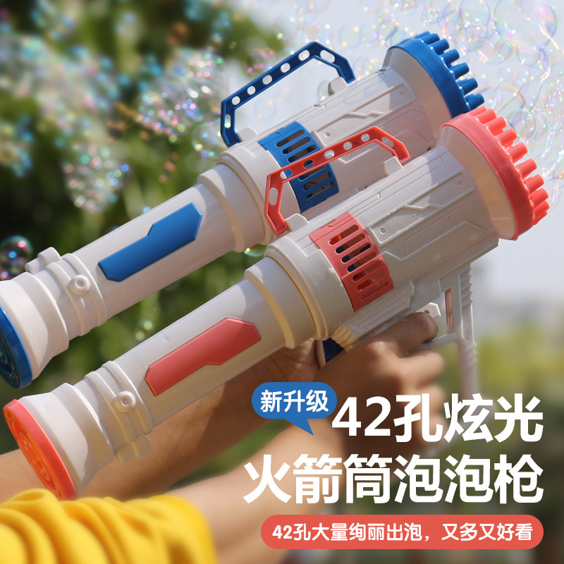Influencer 42 Hole Gatling Bubble Machine Large Rocket Launcher Bubble Gun Space Rocket Cannon Electric Bubble Toy