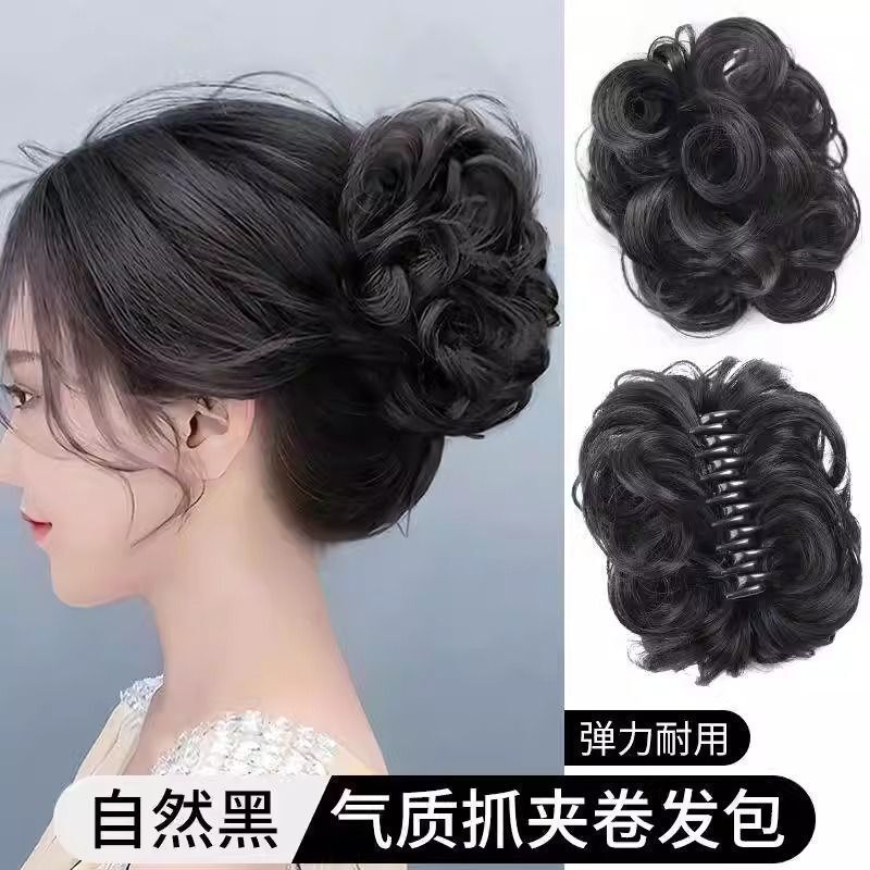 辫子麻花丸子头假发女仿真发盘发神器自然后脑勺抓夹假发发包花苞|undefined