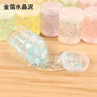 定制金箔水晶泥 玩具源头工厂圆形透明果酱泥水晶粘土泥马利黏土