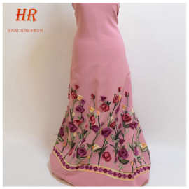 厂家直供电脑大机绣花涤棉布料汉服毛巾绣刺绣服装面料批发