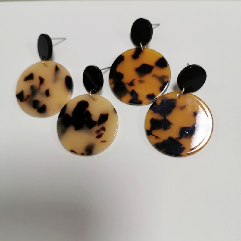 No Inlaid Inlay Material Retro Leopard Print Acrylic Geometric Round Earrings Wholesale Nihaojewelry