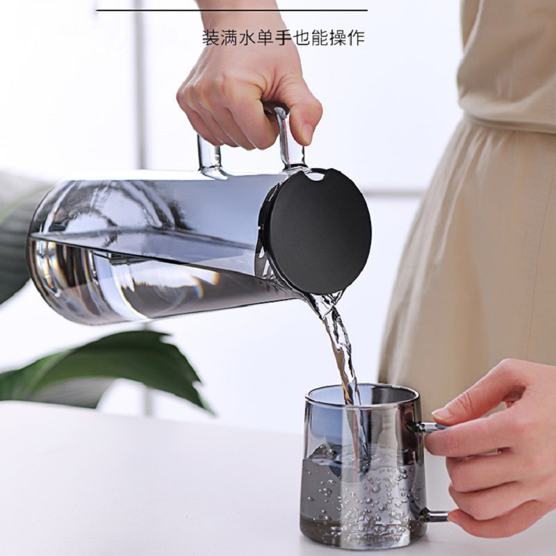 Estilo nórdico botella de agua fría olla de jugo de hogar taza de agua fría olla de vidrio de borosilicato botella de agua fría taza de agua fría traje Generación de pelo