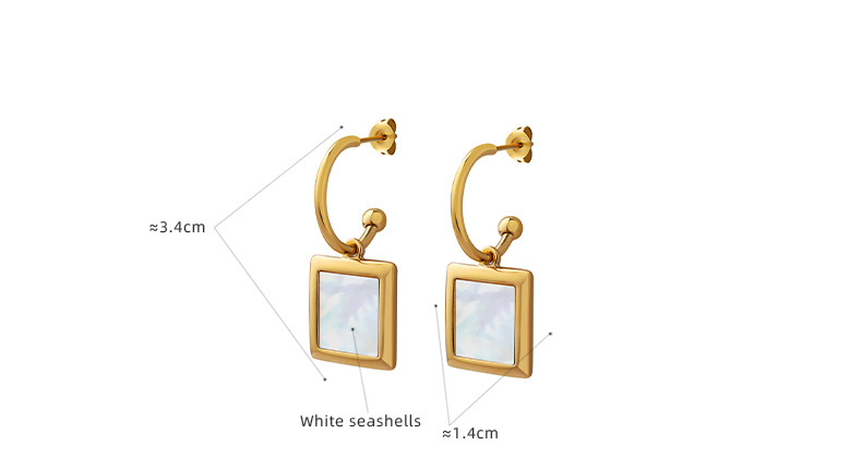 12g Weight 0.03µm-0.05µm Gold Plating Thickness PVD Coated Gold Plating Process 304 Stainless Steel Ear Needle Material Real Gold Plated Plating Material PVD Coated Real Gold Plated 18K Gold Square 304 Stainless Steel Elegant Waterproof Non Tarnish Earrings