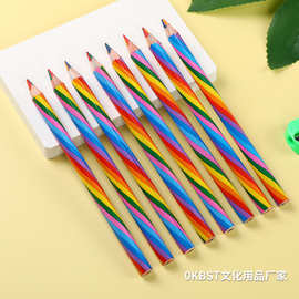 创意学生彩虹铅笔四色合一同芯多色儿童学生彩虹笔可爱多色4色铅