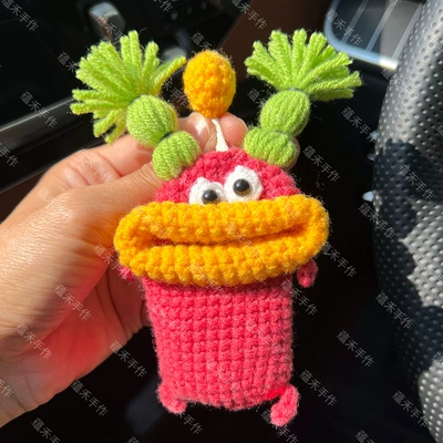 Car key bag Distinctive Creative Sausage Mouth - 14cmx22cm-watermelon-red-and-green-braid-round-ball
