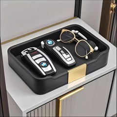 収納ボックス 車のキープレート デスクトップ雑貨ボックス メガネ ヘッドフォン ディスプレイ レザートレイ 事務用品ボックス