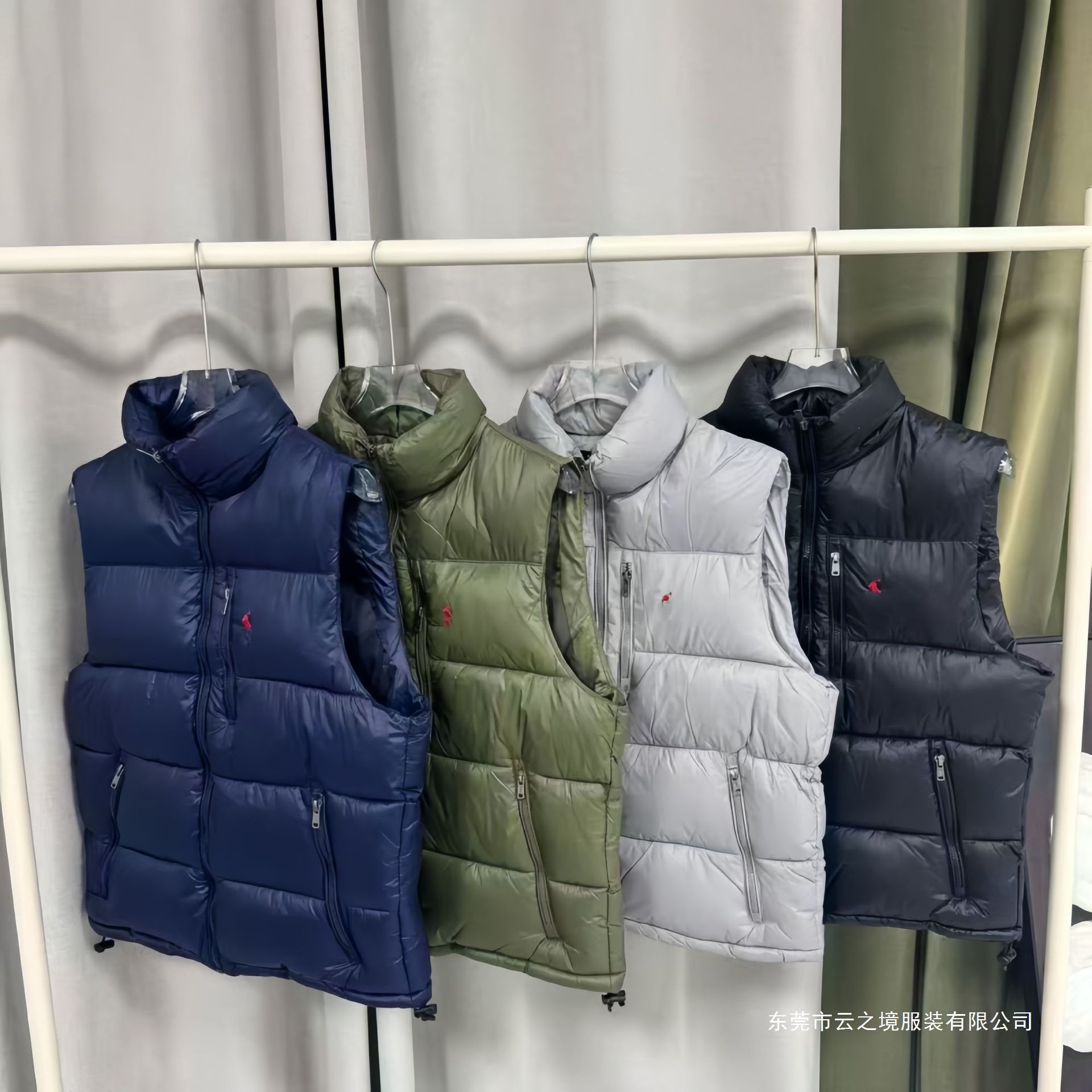 跨境RL小马刺绣服秋冬季立领百搭马甲外套休闲百搭男女情侣马甲直