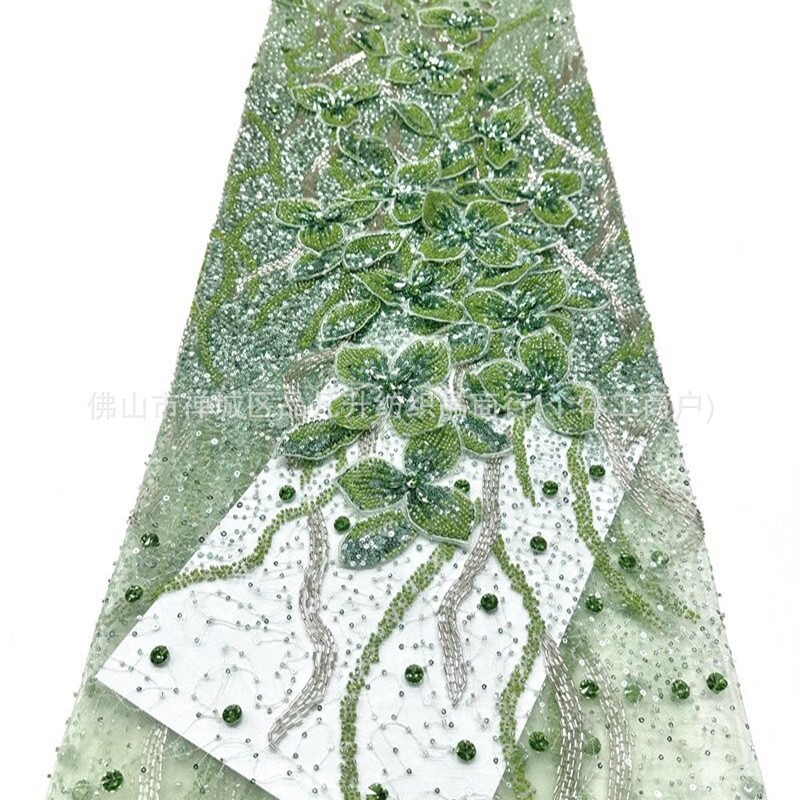 Flores tridimensionales 3D clavos de tela de malla de diamante sequinado colocación flor de cola de pez vestido vestido de brindis vestido de boda tela