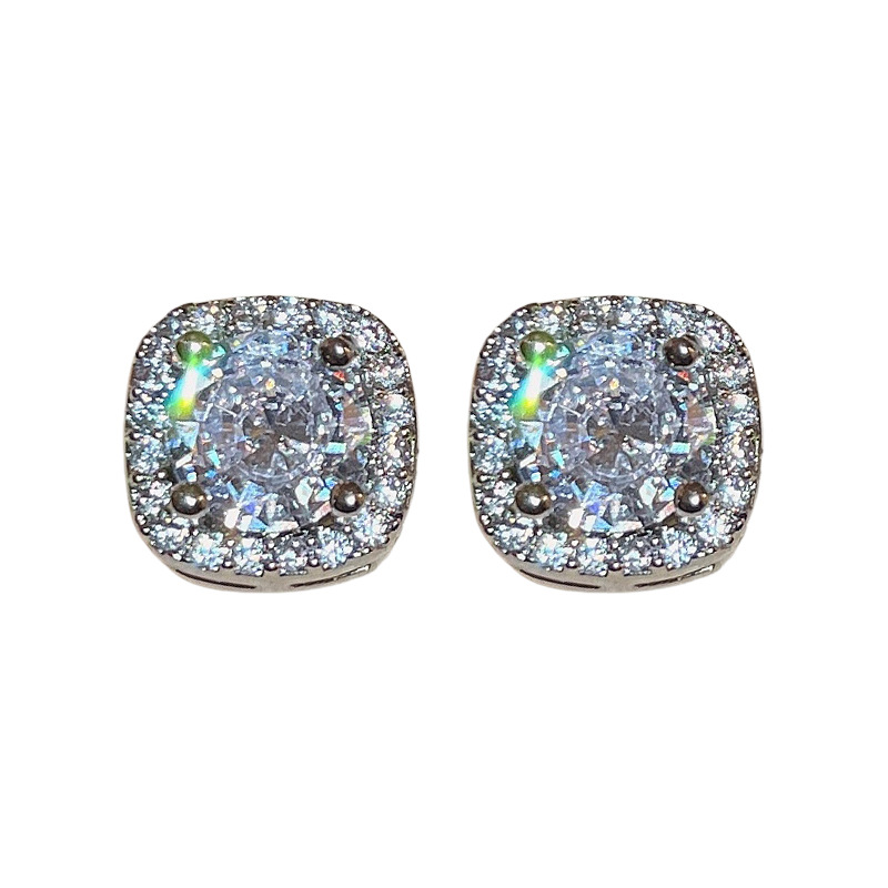 Aguja de plata Corea del Sur ZIRCON cuadrados pendientes nicho diseño ins estilo pendientes personalidad temperamento nuevos pendientes al por mayor para las mujeres
