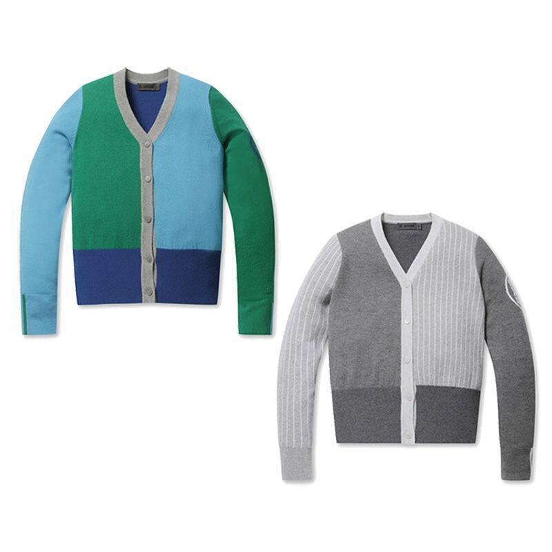 Color-Blocked Cardigan for Women, High-End Autumn and Winter Coat, Exquisite Trendy Brand Sports Jacket, Golf Gray, Blue-Green Color-Blocked Cardigan for Women, High-End Autumn and Winter Coat, Exquisite Trendy Brand Sports Jacket, Golf Gray, Blue-Green