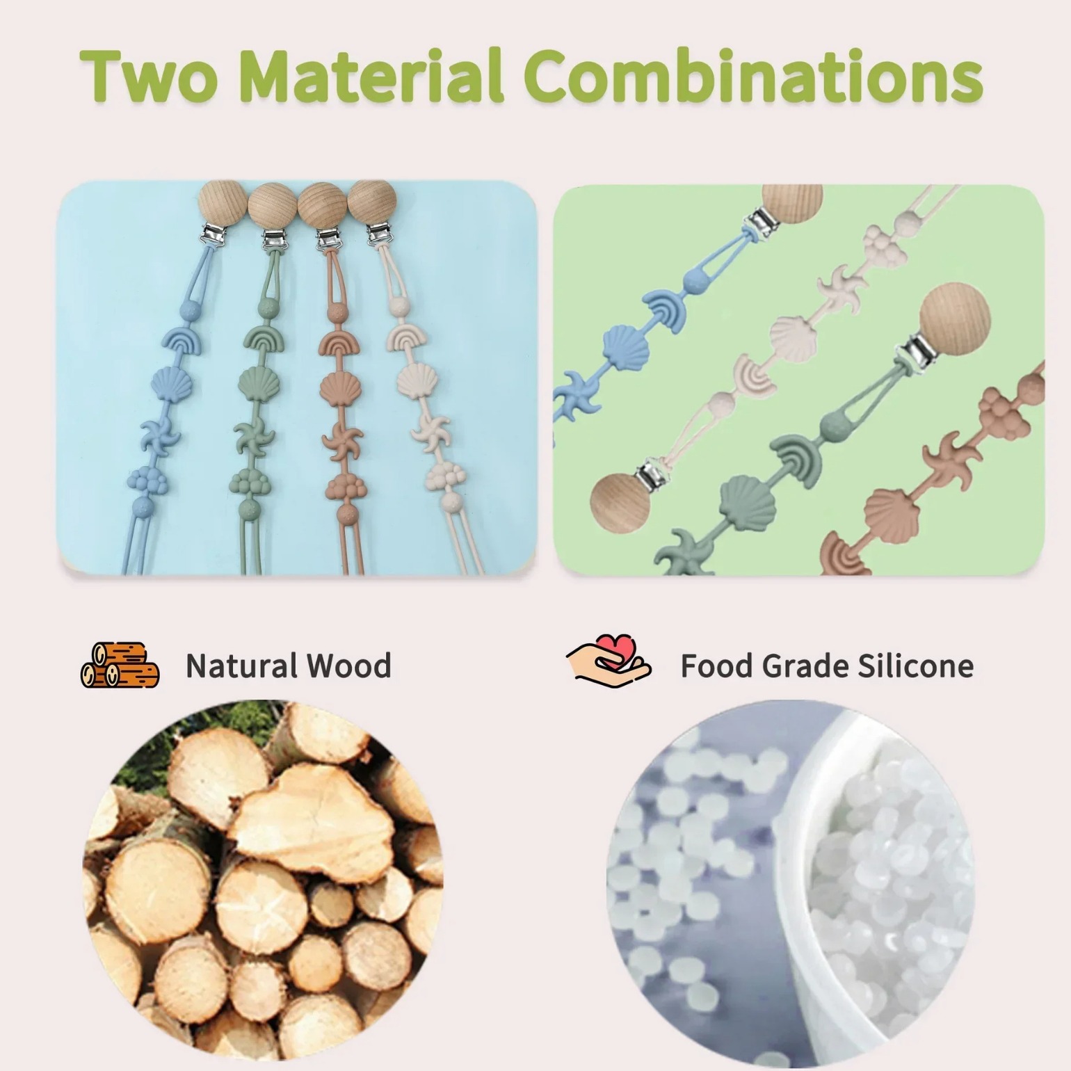 Cadena de chupete de silicona para bebés transfronteriza, cadena anti-pérdida de juguetes de mordedor para niños, cadena anti-caída de comodidad integrada de grado alimenticio