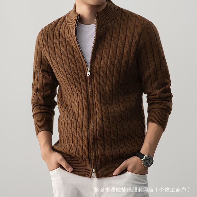 Zipper Jacket Men's Stand Collar Thickeneded Wool Knitted Cardigan 2025 New Autumn and Winter Fashion Casual Men's Sweater