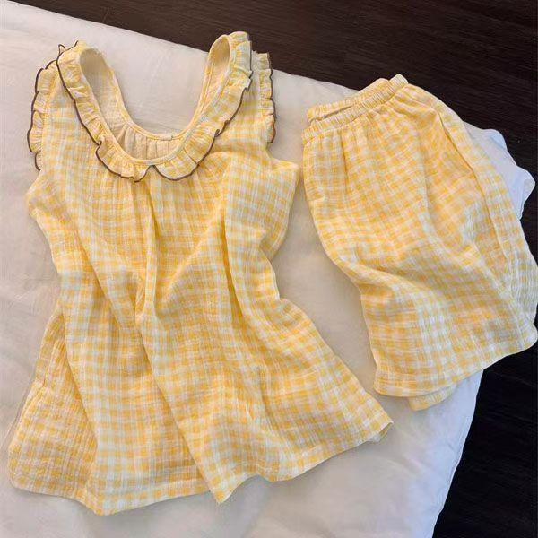 4320 옐로우 체크무늬 [서스펜더반바지] 슈트