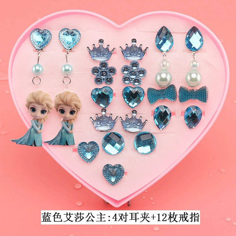 Children's ear clips, set for princess, cartoon accessory, no pierced ears, Birthday gift