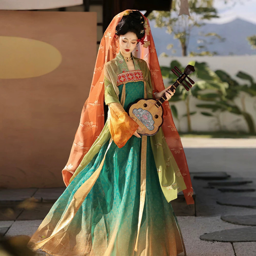 汉虞葵汉服女【洛神赋】唐制齐胸襦裙复原刺绣印花唐装汉服女