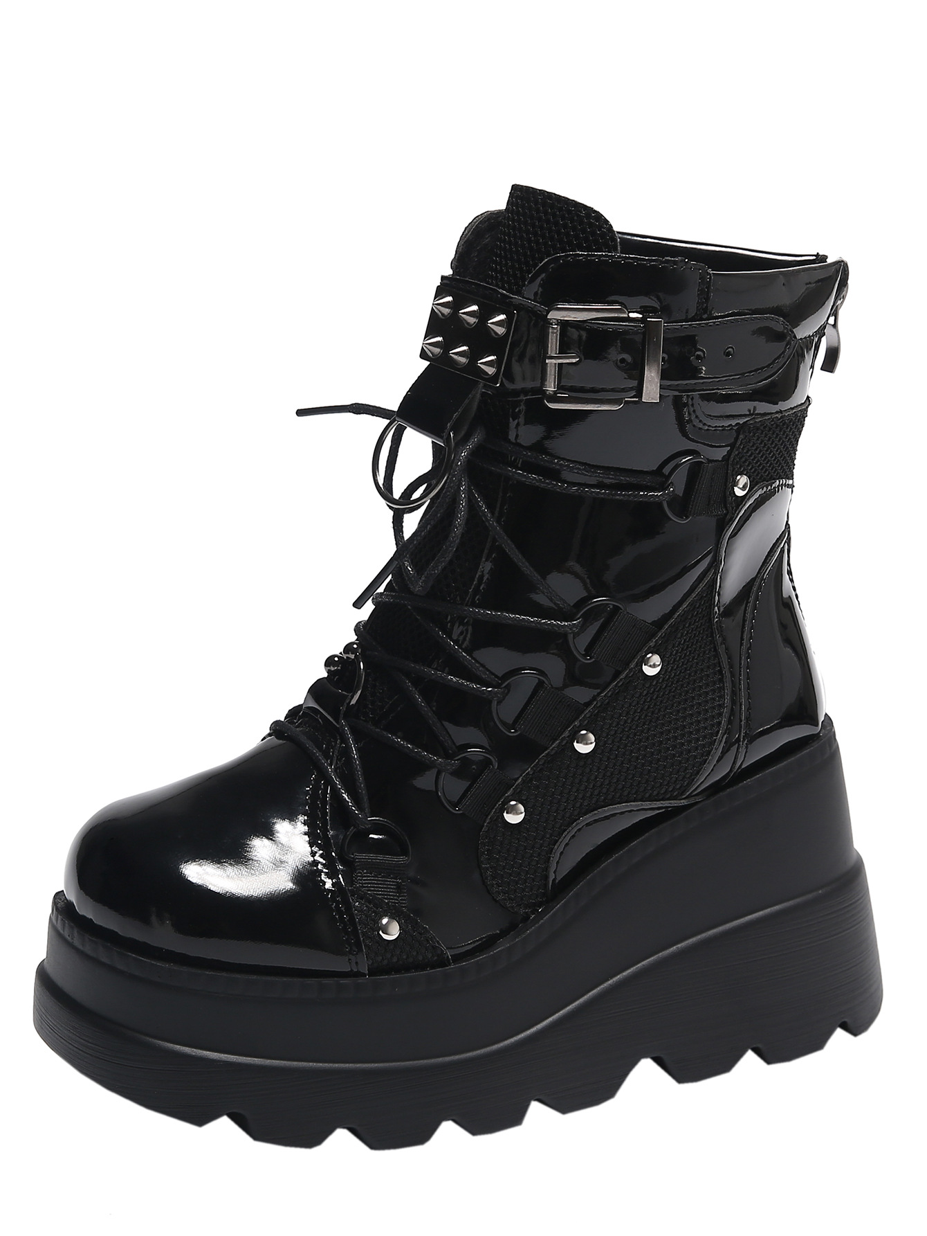 Women's Shoes wedge heel Martin boots women 2024 new pink thick sole large size fashion short boots women dark rivets_voghion.com