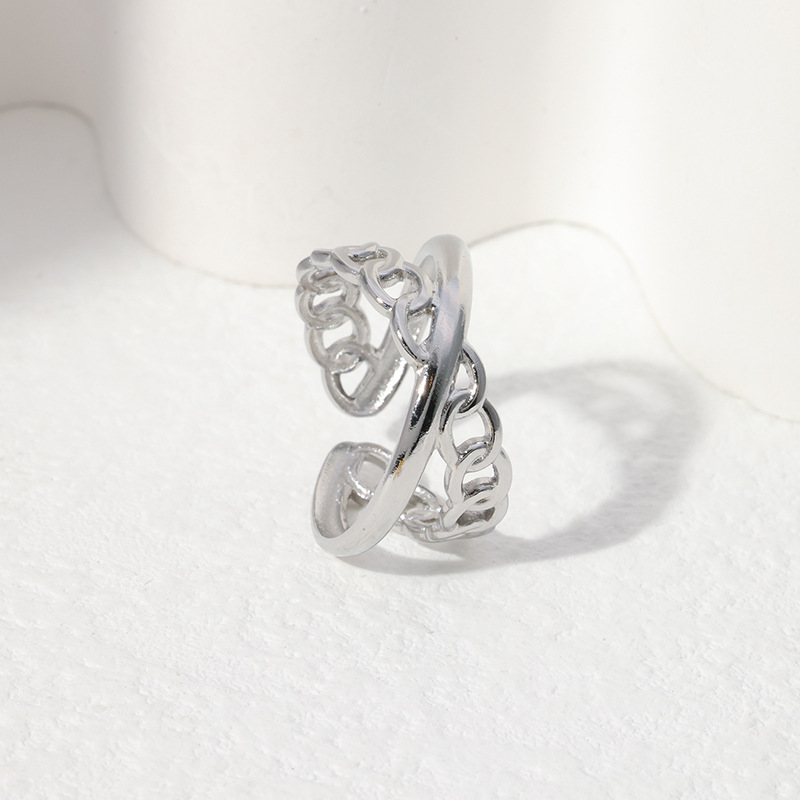 Retro Geometric Stainless Steel Plating Open Ring