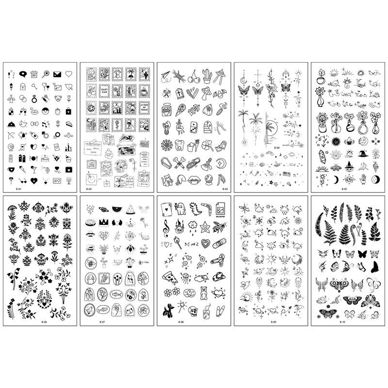跨境新款手指尖小图纹身贴高级感英文字母花蝴蝶小图案临时纹身贴|undefined