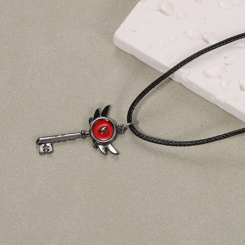 Anime Peripheral Hell Inn Wings Heart Key Necklace Keekee Incarnation Key Cartoon Metal Pendant Anime Peripheral Hell Inn Wings Heart Key Necklace Keekee Incarnation Key Cartoon Metal Pendant