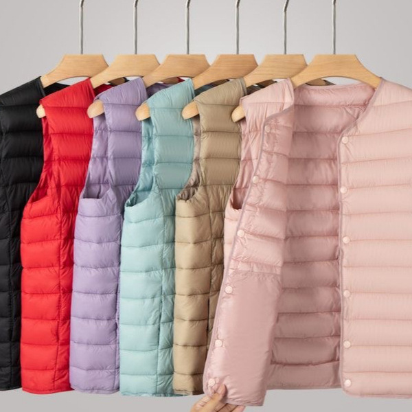 2026 New Lightweight down Cotton Vest for Women, Autumn and Winter Collarless Short Vest, Large Size Sleeveless Jacket
