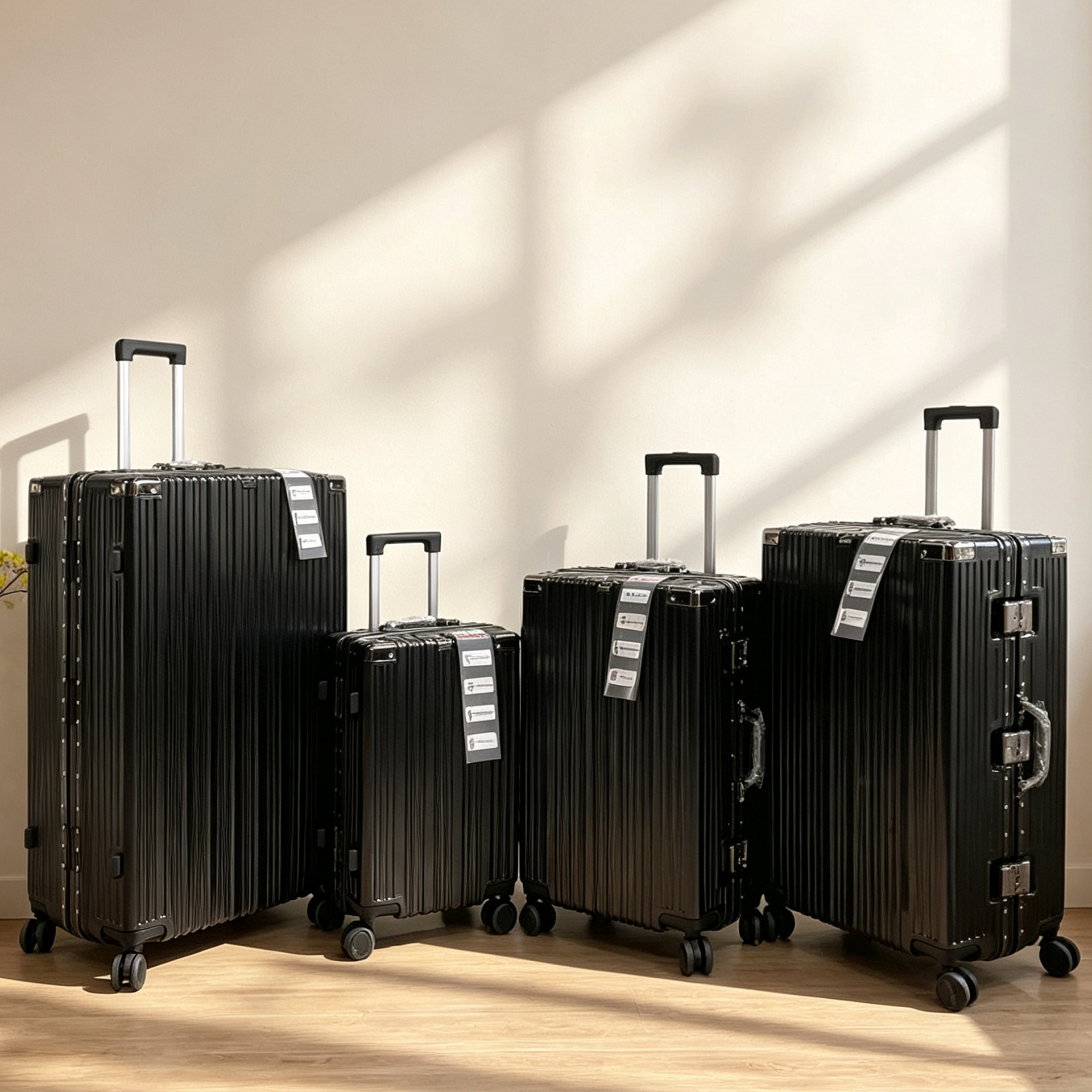 Factory direct stock of 20/24/28/32 inch trolley cases with aluminum frames, sturdy and durable, with universal wheels.