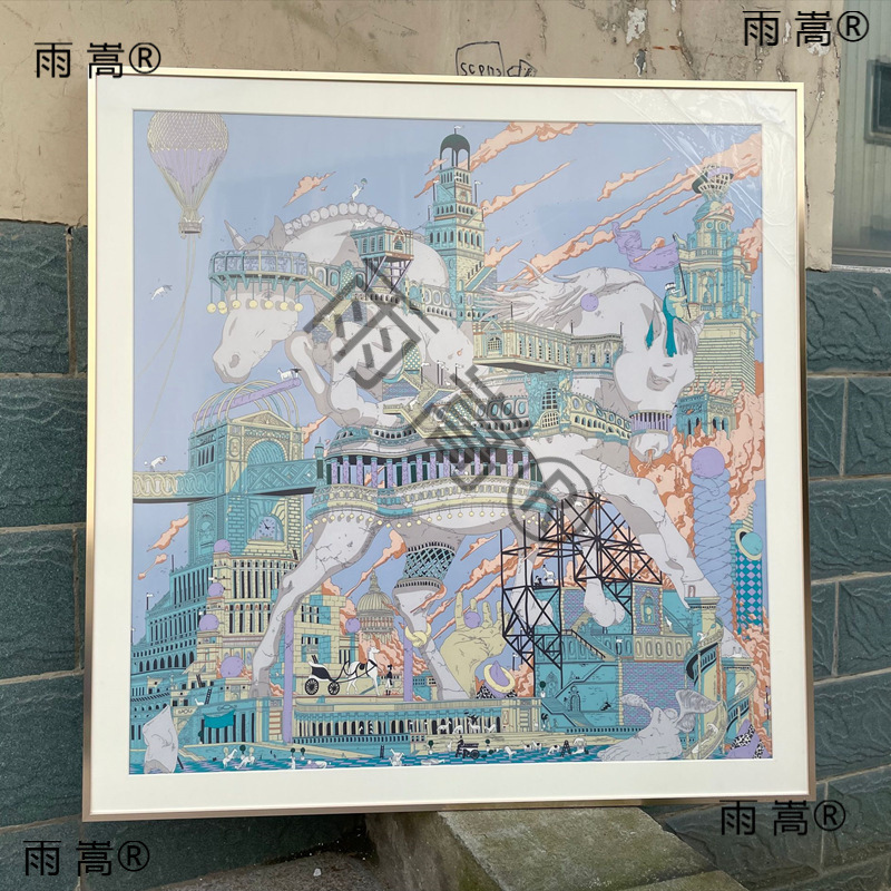 Ki9S Silk Scarf Frame 9045 Silk Scarf Painting Frame Solid Wood Metal Picture Frame Wall Hanging Light Luxury 70 Silk Scarf