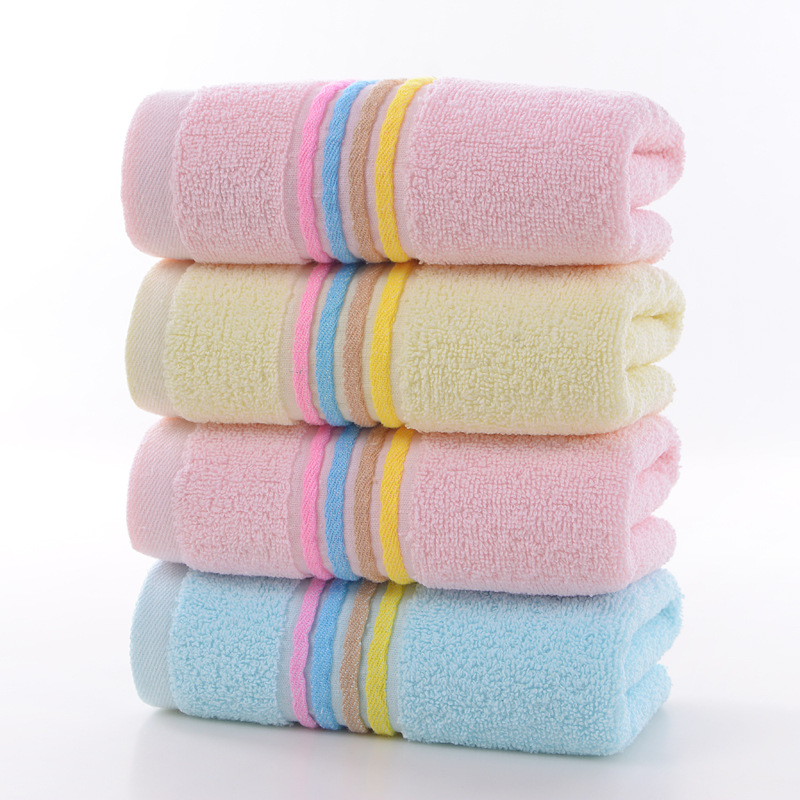 New Cotton Thickened Encryption Four-color Large Rainbow Towel Soft Absorbent Large Towel Household Stall Labor Protection Customization