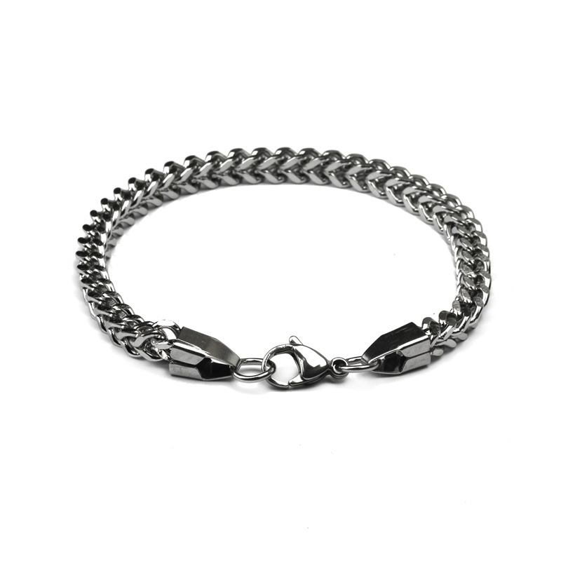 6mm positive and negative grinding chain European and American style atmosphere men's stainless steel personality does not fade charm bracelet jewelry wholesale