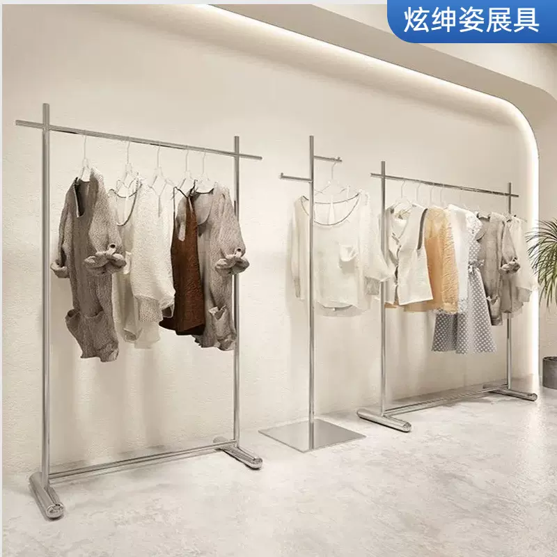 服装店展示架不锈钢简约落地式中岛挂衣架男女童装店道具陈列货架