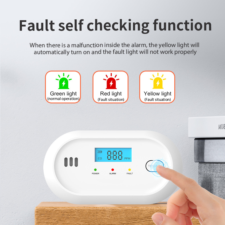 跨境一氧化碳报警器煤气泄漏家用电池独立式无线CO有毒气体探测器