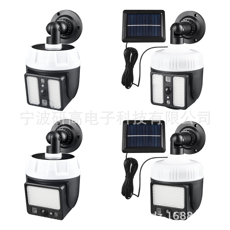 (2개) 국경 간 새로운 시뮬레이션 모니터링 가짜 카메라 태양 인체 유도 램프 안뜰 벽 램프 정원 탐사 가로등