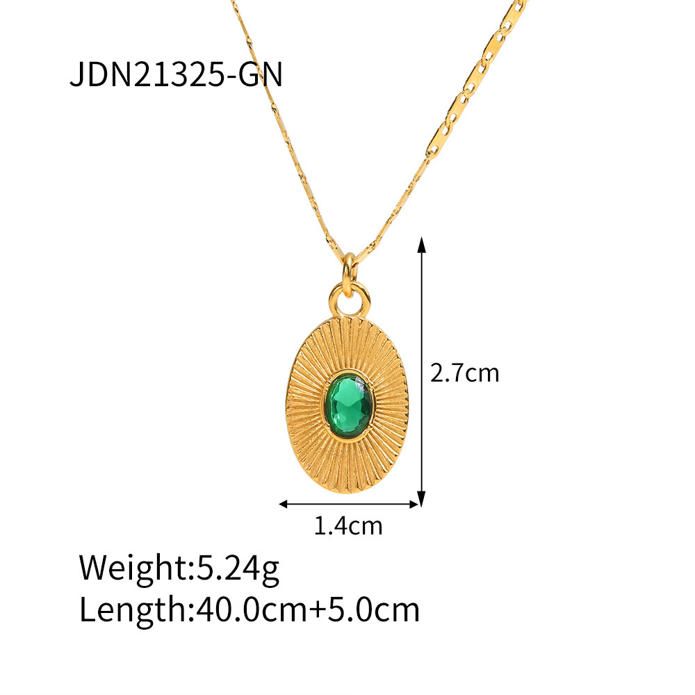 Fashion Oval Stainless Steel Titanium Steel Plating Zircon Earrings Necklace