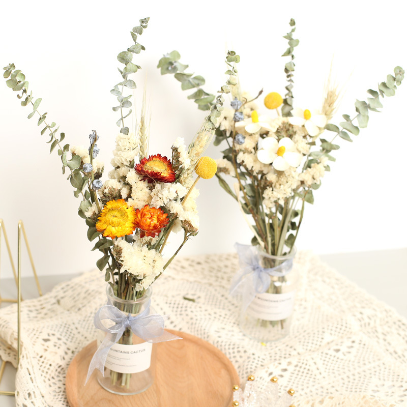浪漫泡泡勿忘我黄金球雏菊干花花束ins网红北欧桌面摆件家居装饰|ru