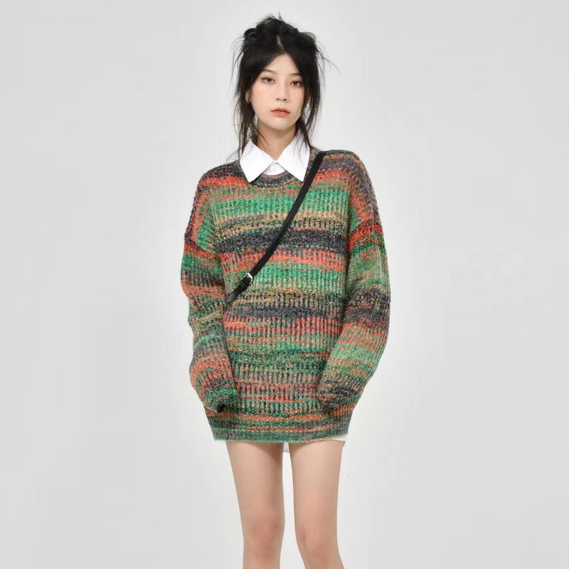 Oil painting terrace gradient mohair 100g crocheted coarse wool hat sweater scarf knitted spring autumn winter application