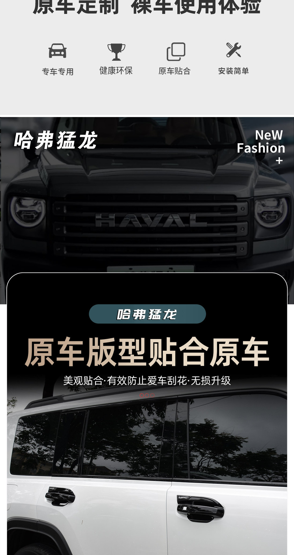Suitable for Haval Menglong Door Handle Sticker Modification, Car Door Handle Anti-Scratch Protective Decorative Cover, Exterior Accessories