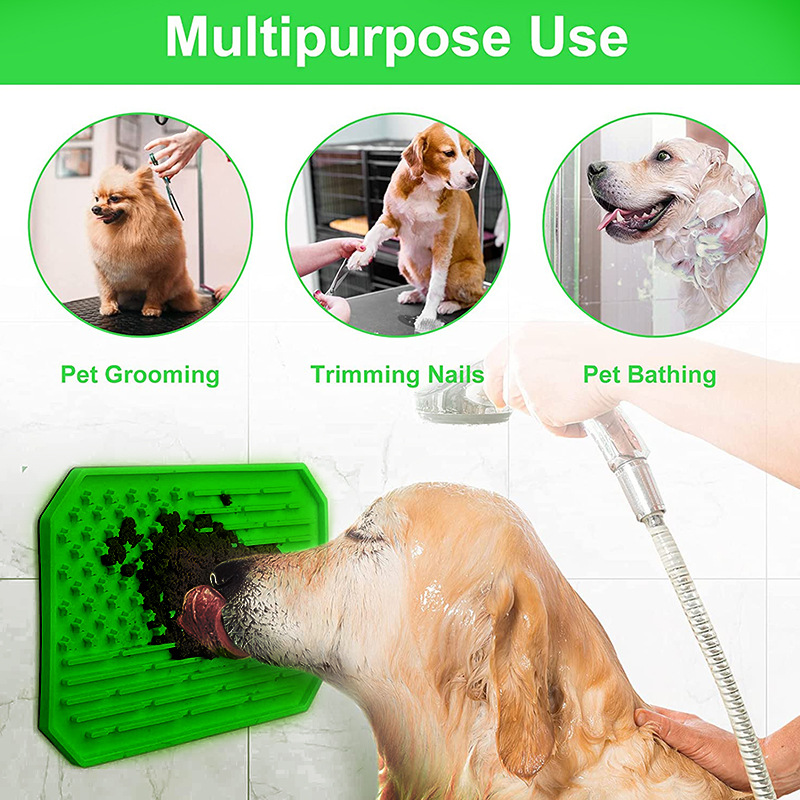 亚马逊跨境宠物慢食舔垫吸盘 狗狗洗澡分心硅胶餐盘缓食垫批发