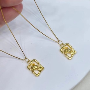 Gold Photo Frame Rose Necklace Pure Gold 999 Rose Pendant Pure Gold Rose Clavicle Chain Chinese Valentine's Day Gift Drainage