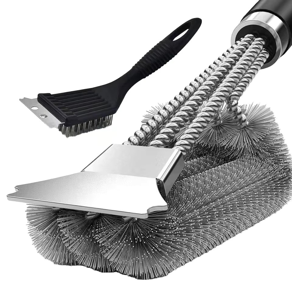 Cross-Border Stainless Steel Wire Brush Barbecue Cleaning Brush Oil Brush Barbecue Grill Brush Barbecue Cleaning Brush Barbecue Tools
