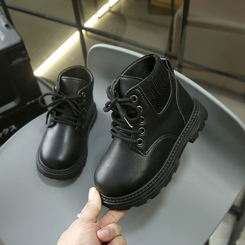 Autumn/Winter New Children's Boots Kids Martin Boots Boys British Fashion Leather Boots Girls Short Boots Baby Shoes Wholesale