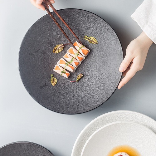 High-end Instagram-style large plate household vegetable plate deep ceramic creative tableware Western-style salad plate hotel plating