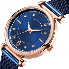 MINI FOCUS新款跨境熱銷女士時尚防水金屬網帶鑲鑽夜光手錶0177L