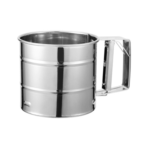 Flour sieve hand-held stainless steel semi-automatic hand flour sieve hand-pressed kitchen flour sieve cake dividing baking tool