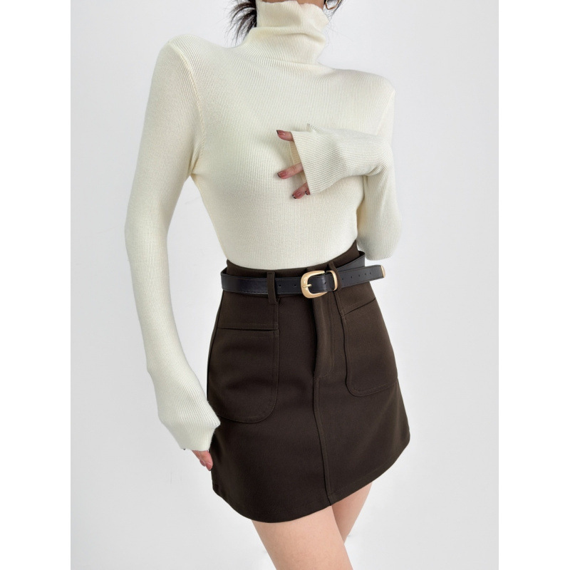 High-end Commuter Retro Turtleneck Base Long-sleeved Inner Knit Sweater Women's Autumn and Winter Slim-fit Slimming Black Tight Sweater